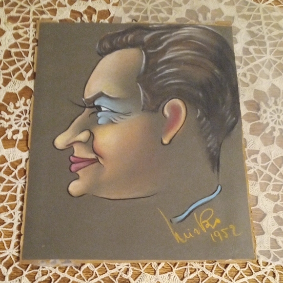 Vintage Caricature Art with Gold Accents